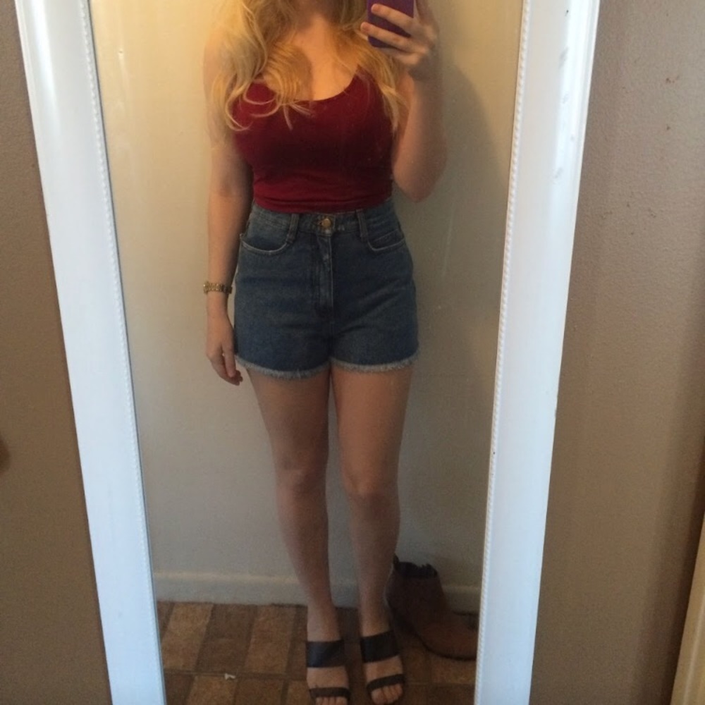 American Apparel High Waist fringe shorts, size 26